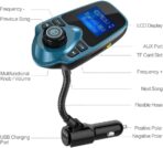 Nulaxy Bluetooth Car FM Transmitter Audio Adapter Receiver Wireless Handsfree Voltmeter Car Kit TF Card AUX 1.44 Display – KM18 Peacock Blue - Image 4