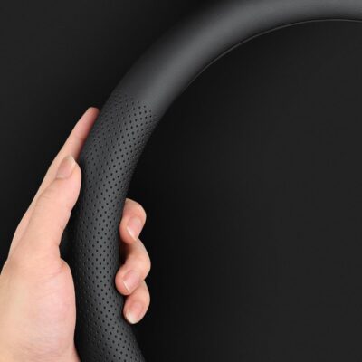 New Nappa Leather car Steering Wheel Cover，for Car Truck SUV 15 inch (Black) - Image 3