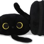 Black Cat Car Headrest Pillow Neck Support Plush Cushion for Driving Seat (2 pcs)