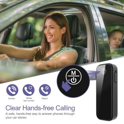 Aux Bluetooth Adapter for Car, 2 in 1 Bluetooth 5.3 Transmitter Receiver for Hands-Free Call, Noise Cancelling 3.5mm AUX Wireless Receiver for Home Stereo System/Headphones/Easy Connect - Image 5