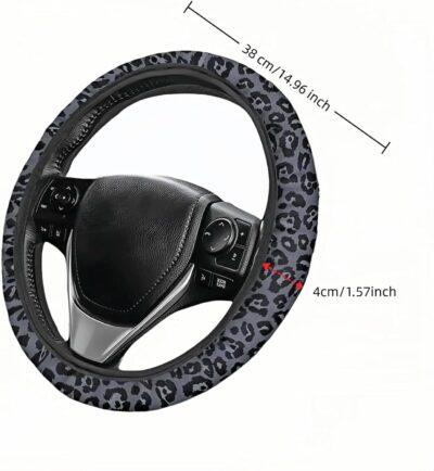 Leopard Print Steering Wheel Cover | Non Slip, Breathable Neoprene | Universal 15 Inch Fit (14.5"-15.5") | Comfort Grip | Fade Resistant | Easy Install-Comfort Grip for Cars, Trucks, SUVs - Image 3