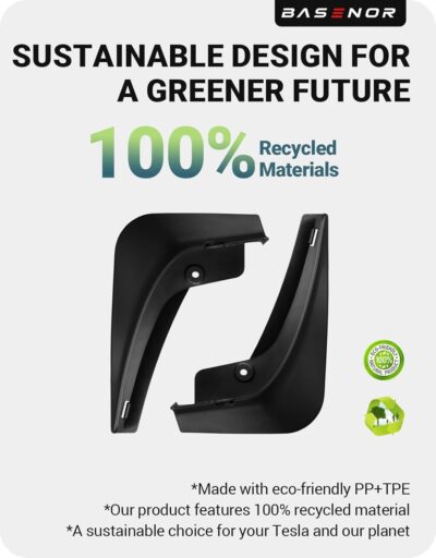 BASENOR 2017-2023 Tesla Model 3 Mud Flaps Splash Guards Fenders (Proprietary Design) No Drilling No Tape Mudflaps All Weather Protector Mudguards for Model 3 Exterior Accessories (Set of 4) - Image 6