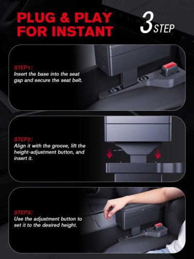 for 2-in-1 Car Armrest & Car Seat Gap Filler - Adjustable Sponge Armrest with 9-Level Height - 15W Wireless Charging & 50W Power Dock - Dual-Layer Car Storage Box - Fits Driver & Passenger - Image 8