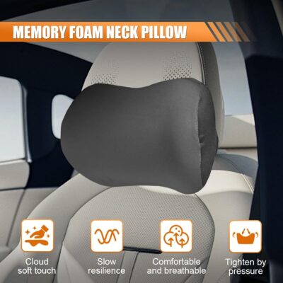 Car Headrest Pillow for Driving - Memory Foam Soft Automotive Neck Support Pillow Cushion with Adjustable Strap - Comfortable Car Seat Headrest Pillow for Neck Pain Pressure Relief (Gray) - Image 3