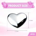 4PCS Heart Metal Car Emblem Stickers, Metal Chrome Waterproof Fade-resistant Vehicle Decals, Creative Fashionable Rear Love Badge Decoration, for Doors, Bumper, Rear License Plate (Silver) - Image 2