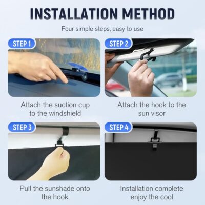 2026 Upgraded Automatic Retractable Sunshade for Car,Retractable Sunshade for Car Windshield Roller Shades for 99% UV Blocking Protects and Heat Protection 27x53inch(1 Set) - Image 6