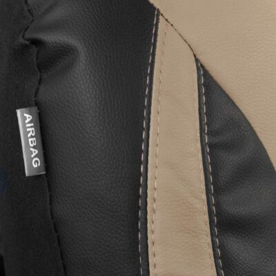 Motor Trend Beige Faux Leather Car Covers for Front Seats – Premium Automotive Bucket Seat Covers, Made for Vehicles with Removable Headrests, Interior Covers for Truck Van SUV - Image 4