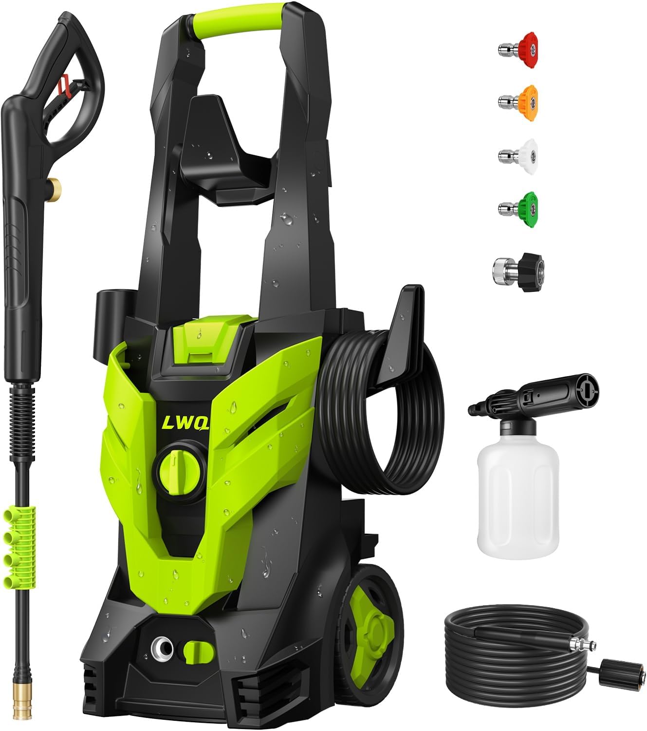 61-5modUA0L._AC_SL1500_.jpg Pressure Washer, Power Washer with 4 Quick Connect Nozzles 1 Foam Cannon, High Pressure Cleaning Machine for Cars/Fences/Driveways/Patios/Farms/Home Cleaning - Image 1
