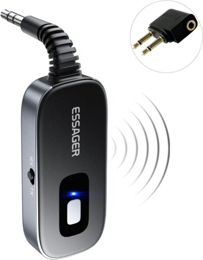 ESSAGER Bluetooth Car Adapter,Noise Cancelling 3.5mm AUX Bluetooth Receiver for Car,Wireless Audio Receiver Transmitter for Home Stereo/Wired Headphones Airplane,Gray - Image 8