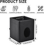 Tissue Box Cover Square Tissue Box Holder PU Leather Facial Tissues Organizer with Storage Tray for Bathroom Vanity Bedroom Office Car, Stylish Napkin Caddy Decorative Organizer (Black) - Image 5
