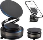 Upgraded Vacuum Magnetic Car Phone Holder for MagSafe, 360° Rotation, 96LBS Ultra Suction Cup Mount for iPhone & Android, Car/Gym/Mirror