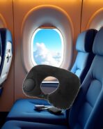 Inflatable U-Shaped Neck Pillow–Auto-Inflating, Portable Travel Pillow for Neck Support, Perfect for Flights and Outdoor Adventures Black LCC1258-03