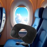 Inflatable U-Shaped Neck Pillow–Auto-Inflating, Portable Travel Pillow for Neck Support, Perfect for Flights and Outdoor Adventures Black LCC1258-03