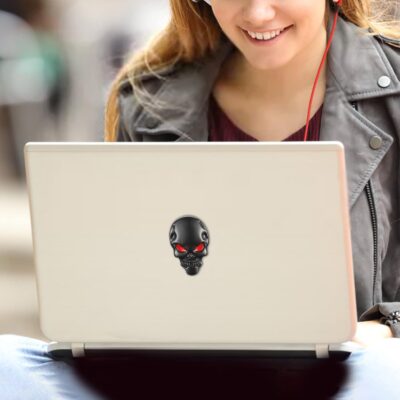 TOMALL 2Pcs Skeleton Skull Logo Devil Death Emblem Badge 3D Metal Decals Stickers Decoration for Cars Trucks Motorcycle Mobile Phone Computer Laptop for Men Boy(Black Red) - Image 5
