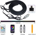 Car Dashboard LED Interior Strip Light,55''USB Powered Acrylic Neon Flexible Strip Fiber Optic LED Ambent Lighting Kits with Remote APP and Type-C Adapter(1 in 1) - Image 4