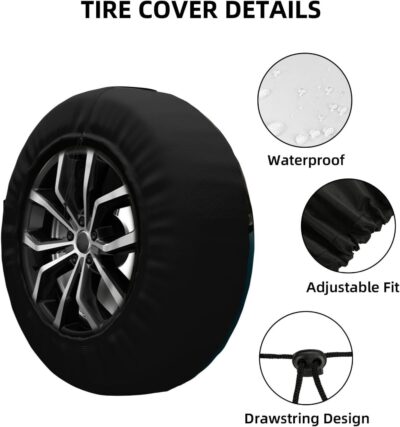 Spare tire Cover 14 inch,RV Spare tire Covers for Camper Trailers Wheel Protectors Weatherproof Wheel Covers Waterproof Universal Fit for Trailer Rv SUV Truck Camper Travel Trailers Donkey - Image 5