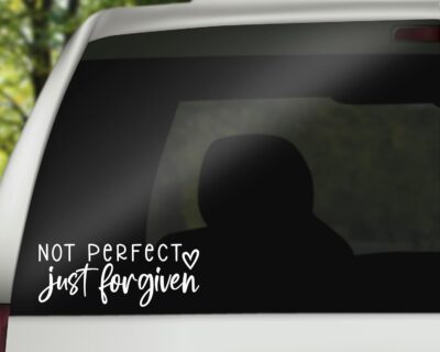 Not Perfect Just Forgiven Decal | Christian Religious Vinyl Sticker | Car Bumper Sticker Window Laptop Tumbler Decal | 7.5" x 3" Size White | Made in USA | DECALBUNNY - Image 2