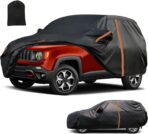Waterproof SUV Car Cover Custom Fit for Jeep Renegade 2015-2025, All Weather Outdoor SUV Car Covers with Zipper Door, Windproof Bands Cover,Reflective Strip for Snow Rain Dust Cover,Sun UV Protection