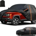 Waterproof SUV Car Cover Custom Fit for Jeep Renegade 2015-2025, All Weather Outdoor SUV Car Covers with Zipper Door, Windproof Bands Cover,Reflective Strip for Snow Rain Dust Cover,Sun UV Protection