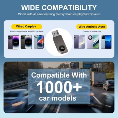 2 in 1 Wireless CarPlay Adapter, Android Auto Plug&Play CarPlay Dongle Converts Wired to Wireless with USB&USB-C/Type-C, Fast Auto-Connect, Stable Control & No Delay, for iOS 10+/Android 11+ - Image 2