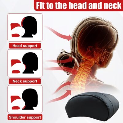Car Neck Pillow, Memory Foam Ergonomic Auto Headrest Cushion Pillow, Relieve Driving Fatigue Car Neck Support Pillows, Comfortable Leather Vehicle Seat Pillows with Adjustable Strap (Black) - Image 4