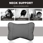 2PCS Car Neck Pillow, Soft Leather Headrest Pillow for Car Support Neck, Breathable Ergonomic Neck Support Relief Cushion for Driving with Adjustable Strap, Universal Car Accessories (Gray) - Image 6