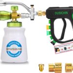 DUSICHIN Pressure Washer Gun Foam Cannon Dual Connector Shift Valve, Car Wash Foam Cannon Kit 1/4 Inch Quick Connector 5 Pressure Washer Nozzle Tips Build-in Design Work with A Pressure Washer DUS2703