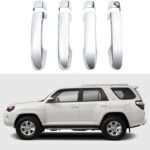 Door Handle Cover Trim Compatible with Toyota 4Runner 4WD N280 Prado J150 2010-2022 2016 2017 2018 2019 2020 2021 Car Styling Accessories Exterior Door Handles Chrome Without Smart Key Holes 8PCS ABS