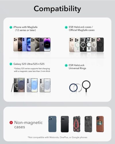 ESR for MagSafe Car Mount Charger, for Magsafe Car Charger, Dashboard Suction Cup Magnetic Car Mount, 360° Rotation, Magnetic Car Phone Holder for iPhone 17e/17/16/15/14/13/12, S26/S25, Fast Charging - Image 9