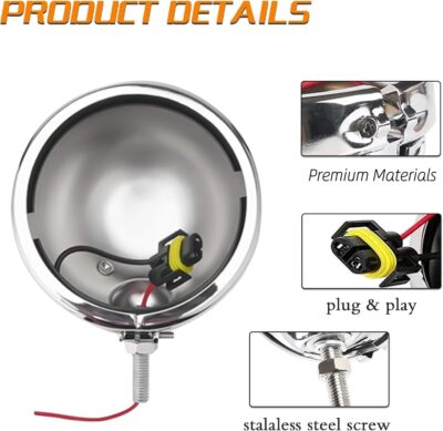 SKTYANTS 4.5 Inch LED Passing Light Motorcycle Fog lights with 4.5 Inch Housing Bucket Bracket Mount Compatible with Touring Electra Glide (Chrome) - Image 3