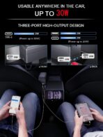 for 2-in-1 Car Armrest & Car Seat Gap Filler - Adjustable Sponge Armrest with 9-Level Height - 15W Wireless Charging & 50W Power Dock - Dual-Layer Car Storage Box - Fits Driver & Passenger - Image 5