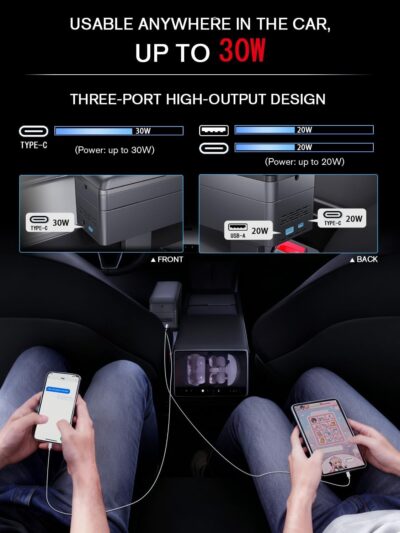 for 2-in-1 Car Armrest & Car Seat Gap Filler - Adjustable Sponge Armrest with 9-Level Height - 15W Wireless Charging & 50W Power Dock - Dual-Layer Car Storage Box - Fits Driver & Passenger - Image 5