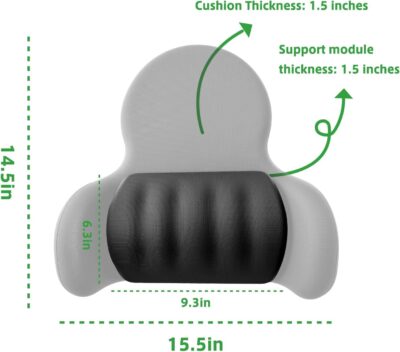Lumbar Support Pillow for Office Chair Car Back Support Pillow, 45D slow rebound memory foam Gaming Chair Desk Chair Back Cushion for Lower Back Pain Relief, Dynamic support module,Ergonomic Back Rest - Image 7