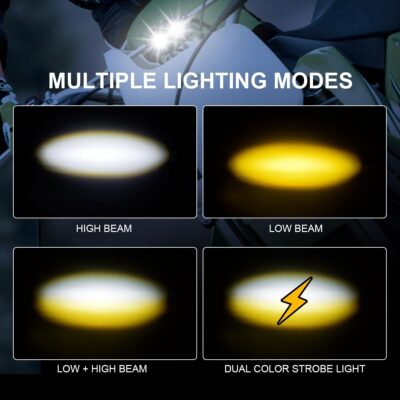 Dirt Bike Light Bar Kit, 4 Modes White Yellow Combo Front LED Headlight Kit with Strobe Universal for Dirt Bike Pit bike Ski-D oo G4 Motocross - Image 3