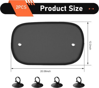 2 Pack Car Window Shades, Universal UV Protection Sunshade for Side Windows, Strong Light Glare Blocking Suction Cup Curtain, Privacy Shield for Baby Sleeping Camping Napping, Fit 98% Most Cars - Image 2