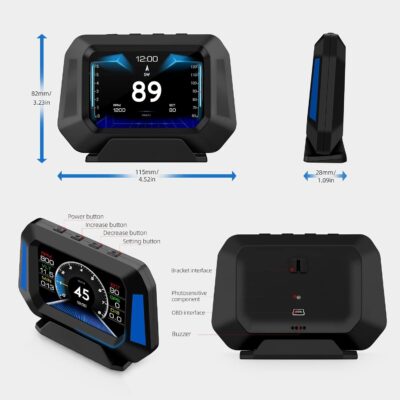 AZIJYV Obd2 Gauge Display P21, Heads Up Display for Cars, Displaying Multiple Functions, Speedometer, Slope Meter, Digital Speedometer for car Suitable for After 2009 - Image 7