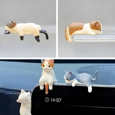 Cute Mini Car Cat Ornament, 5PCS Funny Vehicle Rear View Mirror & Dashboard Figurines Decoration, Automotive Interior Decor Accessories, Universal for SUV Sedan Truck - Image 4