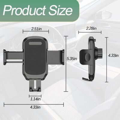 Car Phone Holder, Strong Suction Cup Vehicle Windshield Dashboard Air Vent Cellphone Mount, 360° Rotating Adjustable Smartphone Holder, Universal Automotive Accessories (Black) - Image 2