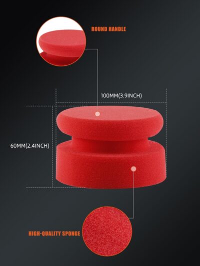 SPTA Tire Shine Applicator, 6Pcs Foam Applicator Pads, Round Shape Side Pressing Hand Polishing Sponge Pads Kit Tire Shine Applicator Pad Tire Dressing Applicator Pad for Applying Tire Shine - Image 2