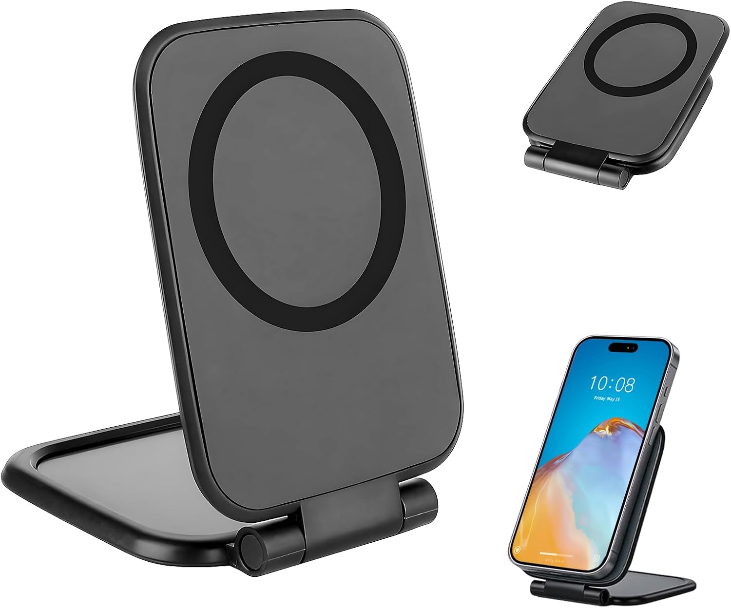 611Zto51SiL._AC_SL1500_.jpg Magnetic Phone Holder for Car, Ultra Thin 3.5mm Foldable Car Phone Holder Mount, 270° Anti-Shake Phone Cradle Compatible with iPhone 17/16/15 & Android, Strong Vhb Adhesive for Laptop/Tablet/Home - Image 1
