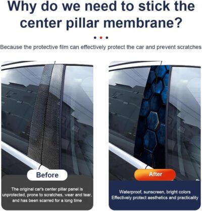 2pcs 3D Honeycomb Graphics Vinyl Car Stickers, Waterproof Sun Protection Scratch Cover B-Pillar Stickers, Personalized DIY Vehicle Door Pillar, Long-Lasting Decor Auto Accessory (Black) - Image 7