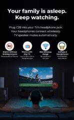 C28 Bluetooth 5.0 Transmitter Receiver, 2-in-1 Wireless 3.5mm Aux Adapter for Old Car Stereo, TV, Record Player, Headphones & Speakers – Plug & Play, No App Needed - Image 3