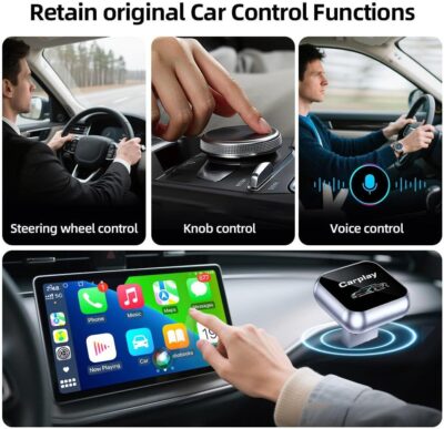 2026 Upgraded Wireless CarPlay Adapter for Apple iPhone, Plug and Play, Fast Auto-Connect, Realtek 8730E Chip Stable & No Latency, Wired to Wireless Adapter with USB-A/Type-C Port Gray (CT106) - Image 4