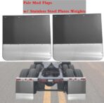 Pair Universal Mud Flaps w/Stainless Steel Plates for Semi-Truck Trailer Truck, 24x24 Splash Guard with Heavy Duty Mud Flap Weights Bottom Chrome for Peterbilt Kenworth Volvo (24in x 24in) - Image 3