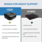 YOUFI Leather Seat Cushion Extra-Thick Booster for Office Chair to Rise Height - Full Filling for Support - with Breathable Cover, Handle and Buckle - Relieves Back Pain – 18"x16"x6" (Black) - Image 7