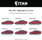 Titan Lightweight Poly 210T Car Cover for Compact Sedans 176-185". Waterproof, UV Protection, Scratch Resistant, Driver-Side Zippered Opening. Fits Corolla, Sentra, Cruz and More. - Image 3