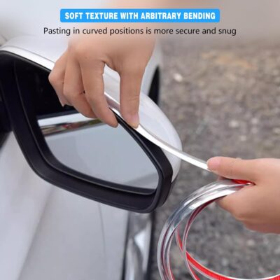 Car Chrome Trim Molding, 16Ft 1/2" Scratch-Proof Vehicle Body Side Trim Strip, Auto Interior Exterior Decorative Protection Trimming, Universal for Motor Truck RV Door Window Bumper - Image 4