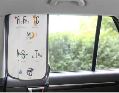 Magnetic Car Sun Shade Curtain for Side Window – Sun Blocker and UV Protector for Baby, Kids, and Pets – Universal Fit with Built-in Magnets for Steel-Framed Door (Be-Kids Alphabet) - Image 2