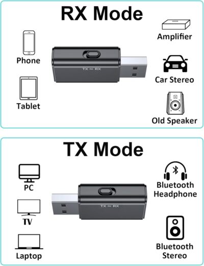 USB Bluetooth Adapter for Car, Bluetooth Transmitter Receiver for TV, Stereo, Headphone, PC, TSNAM 3.5mm AUX Wireless Audio Adapter, Plug & Play - Image 7