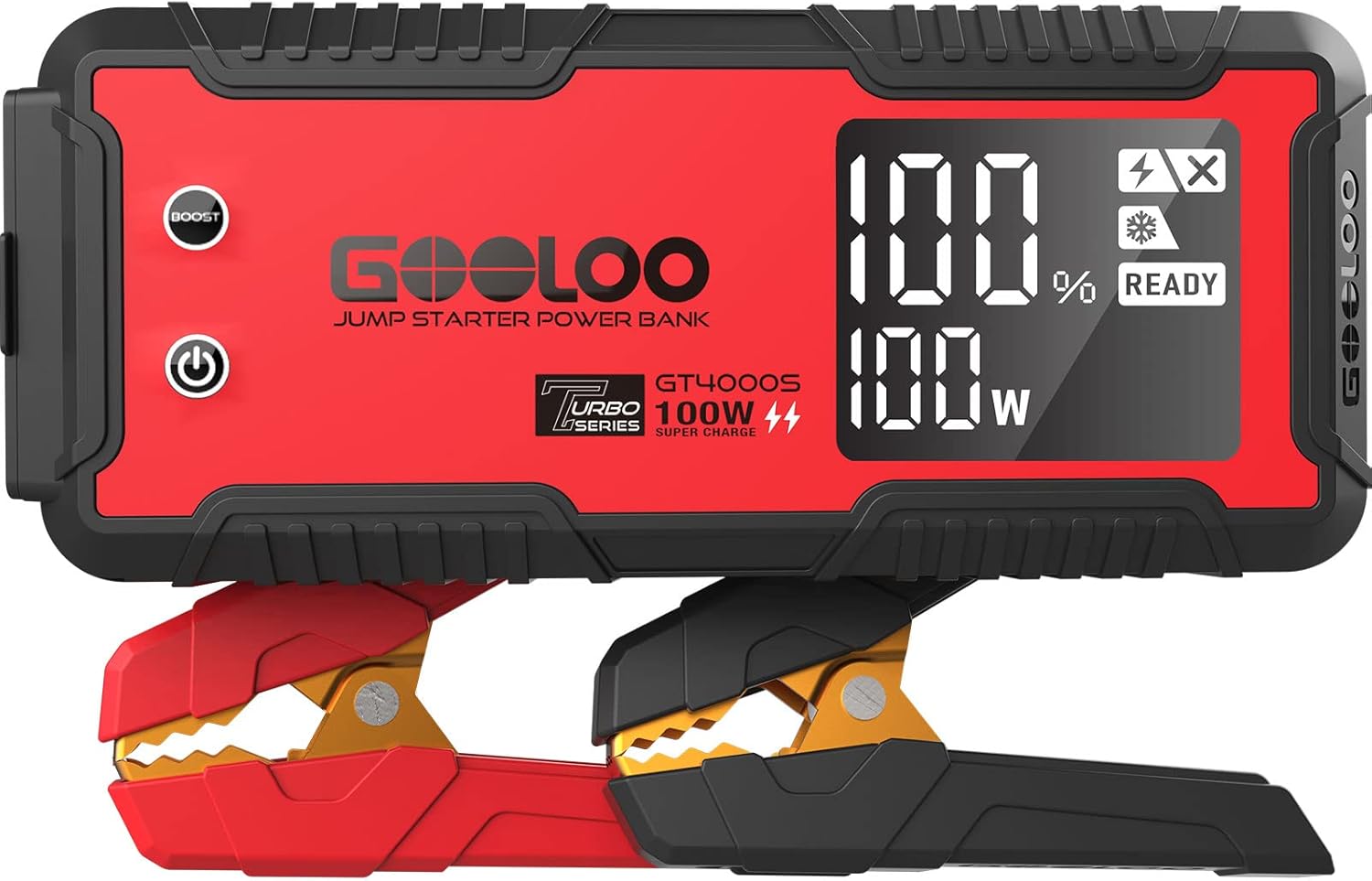 612JAVJbmhL._AC_SL1500_.jpg GOOLOO GT4000S Jump Starter 4000 Amp Car Starter 100W Two-Way Fast-Charging Portable Car Battery Charger Booster Pack for 10L Diesel and All Gas Engines, SuperSafe Lithium Jump Box for 12V Vehicles - Image 1